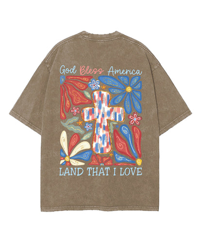 God Bless America Double Sided Unisex Washed Christian T-shirt