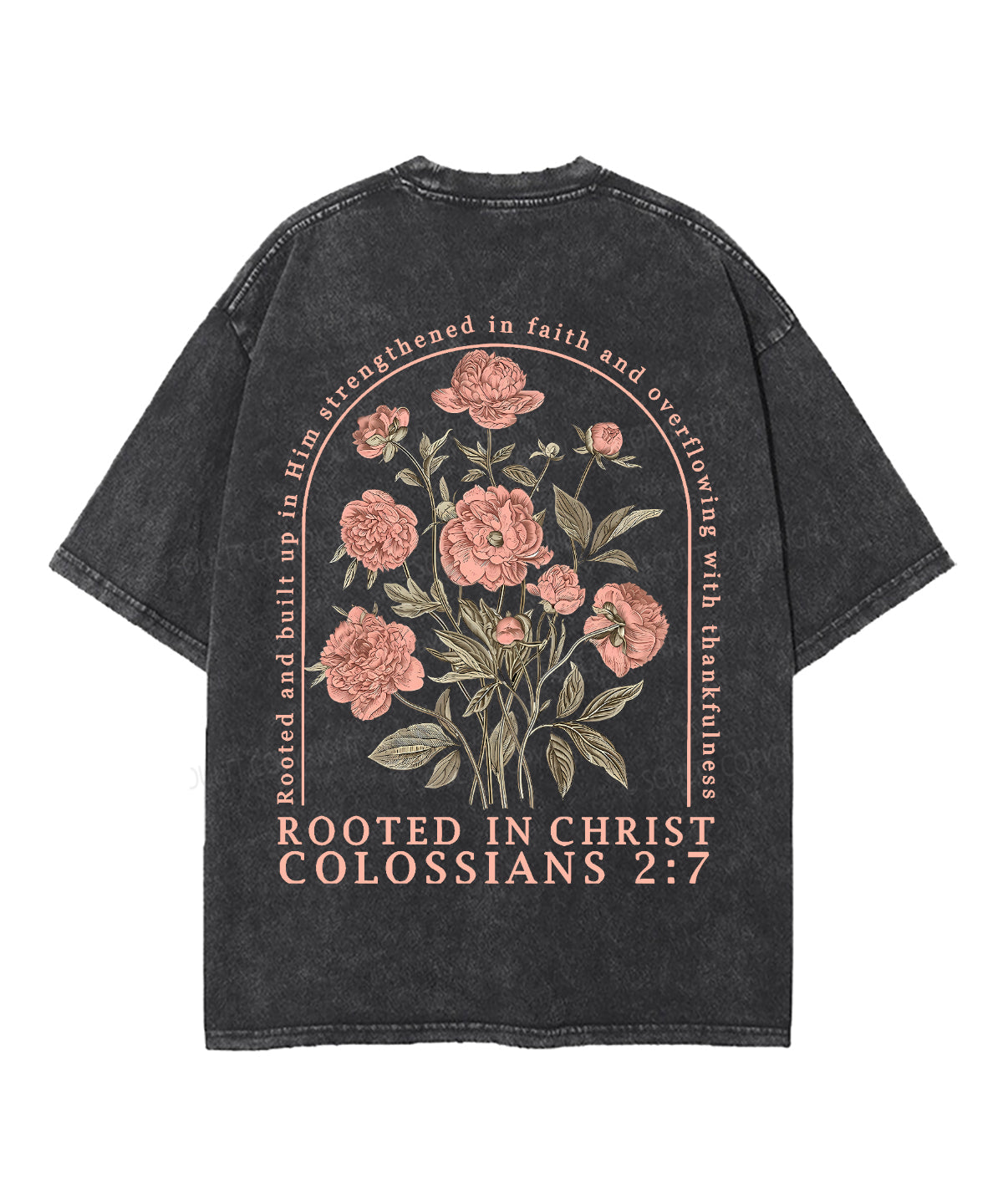 Rooted In Christ Double Sided Unisex Washed Christian T-shirt