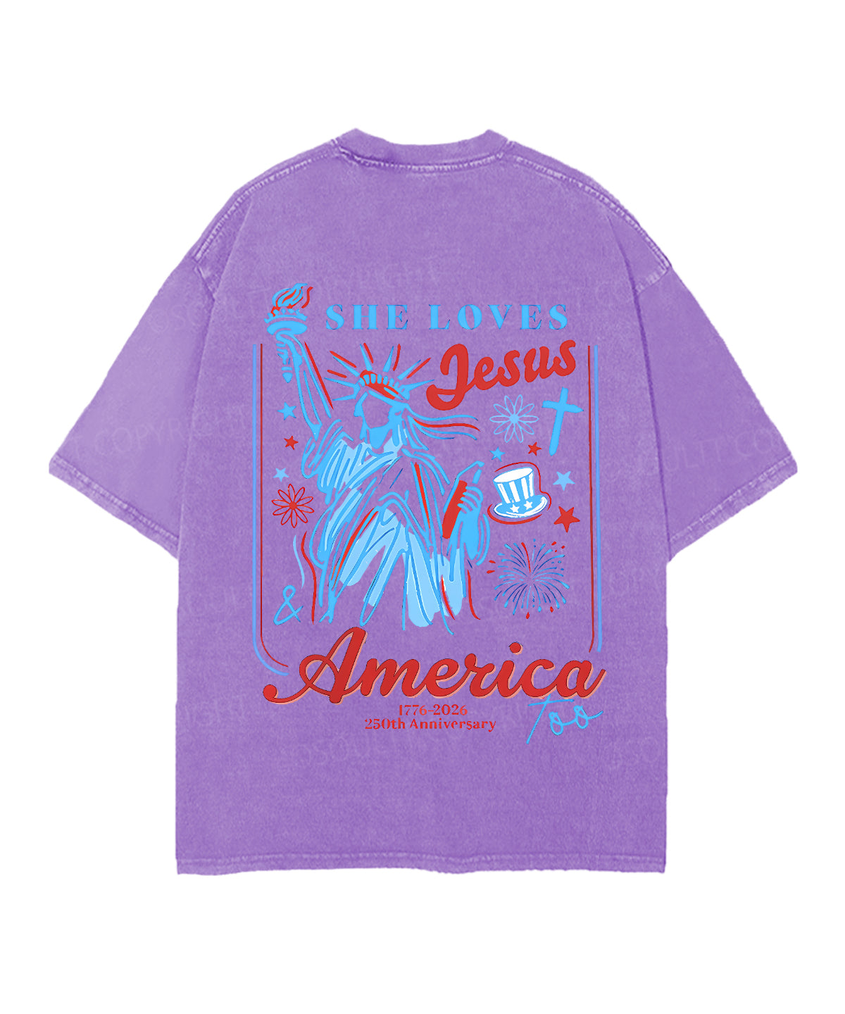She Loves Jesus And America Too Double Sided Unisex Christian Washed T-Shirt & Shorts