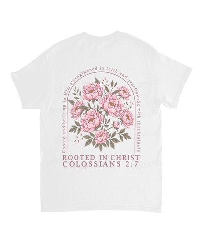 Rooted In Christ Double Sided Unisex Cotton Christian T-Shirt