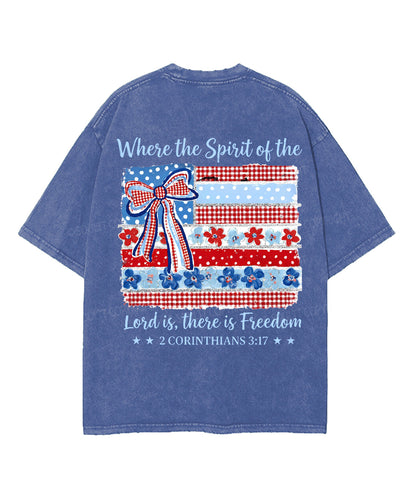 There Is Freedom Double Sided Unisex Washed Christian T-shirt