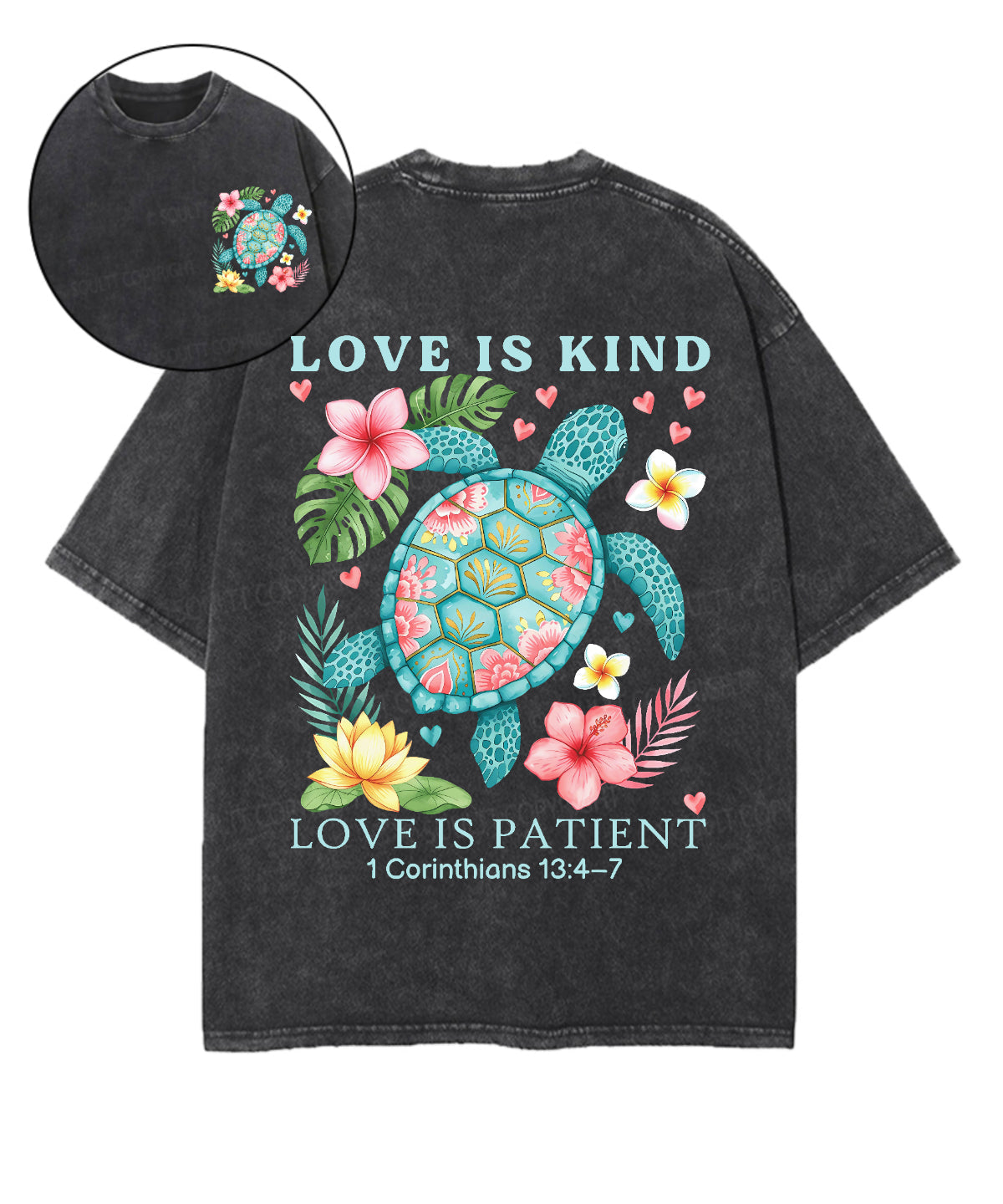 Love Is Kind Double Sided Unisex Washed Christian T-shirt