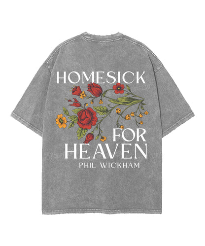 Homesick For Heaven Double Sided Unisex Washed Christian T-shirt