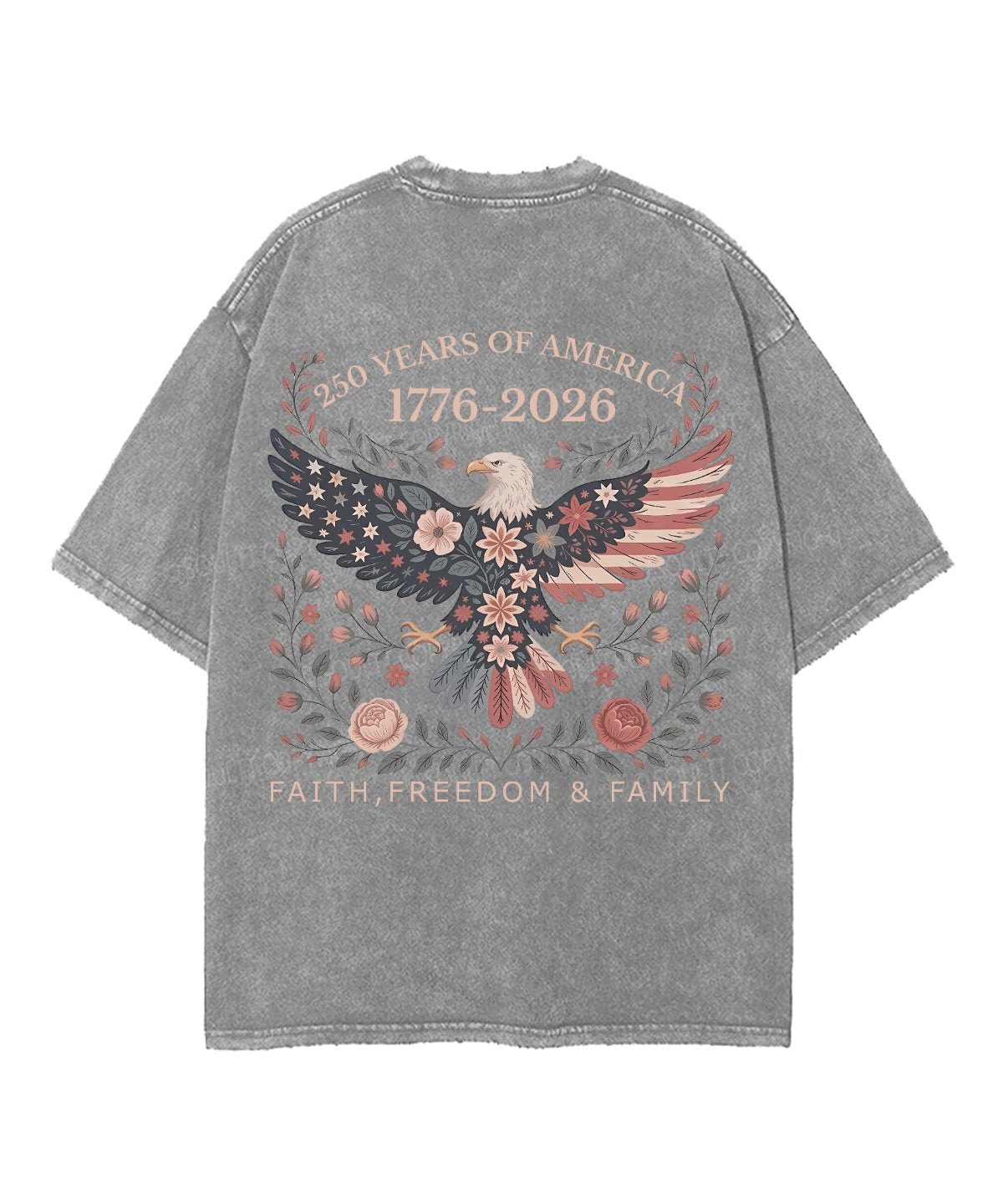 250 Years America Anniversary Double Sided Unisex Washed Christian T-shirt