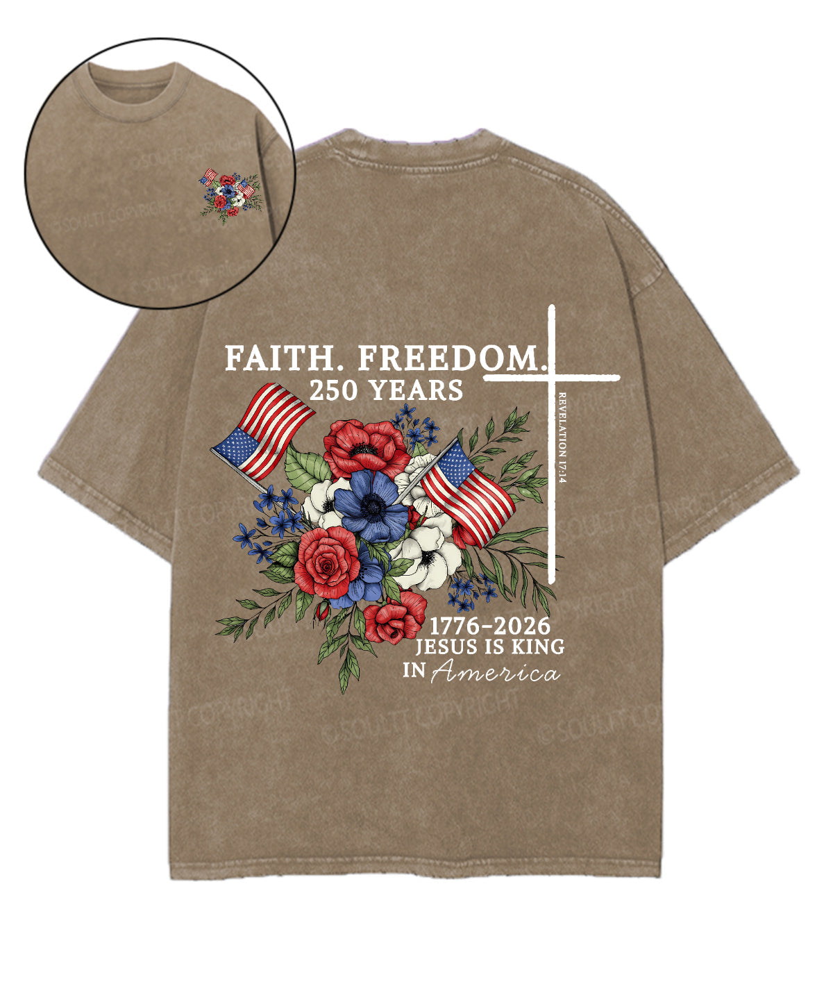 Faith • Freedom Double Sided Unisex Washed Christian T-shirt