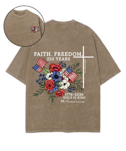 Faith • Freedom Double Sided Unisex Washed Christian T-shirt