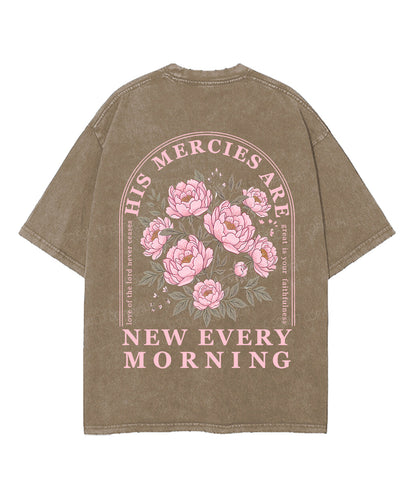 His Mercies Are New Every Morning Double Sided Unisex Washed Christian T-shirt