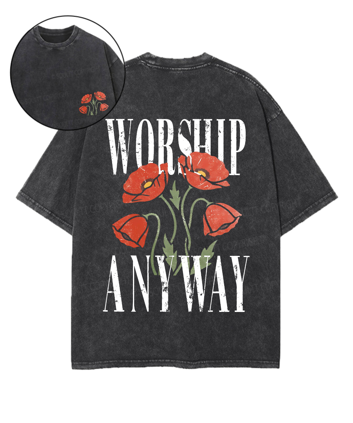 Worship Anyway Double Sided Unisex Washed Christian T-shirt