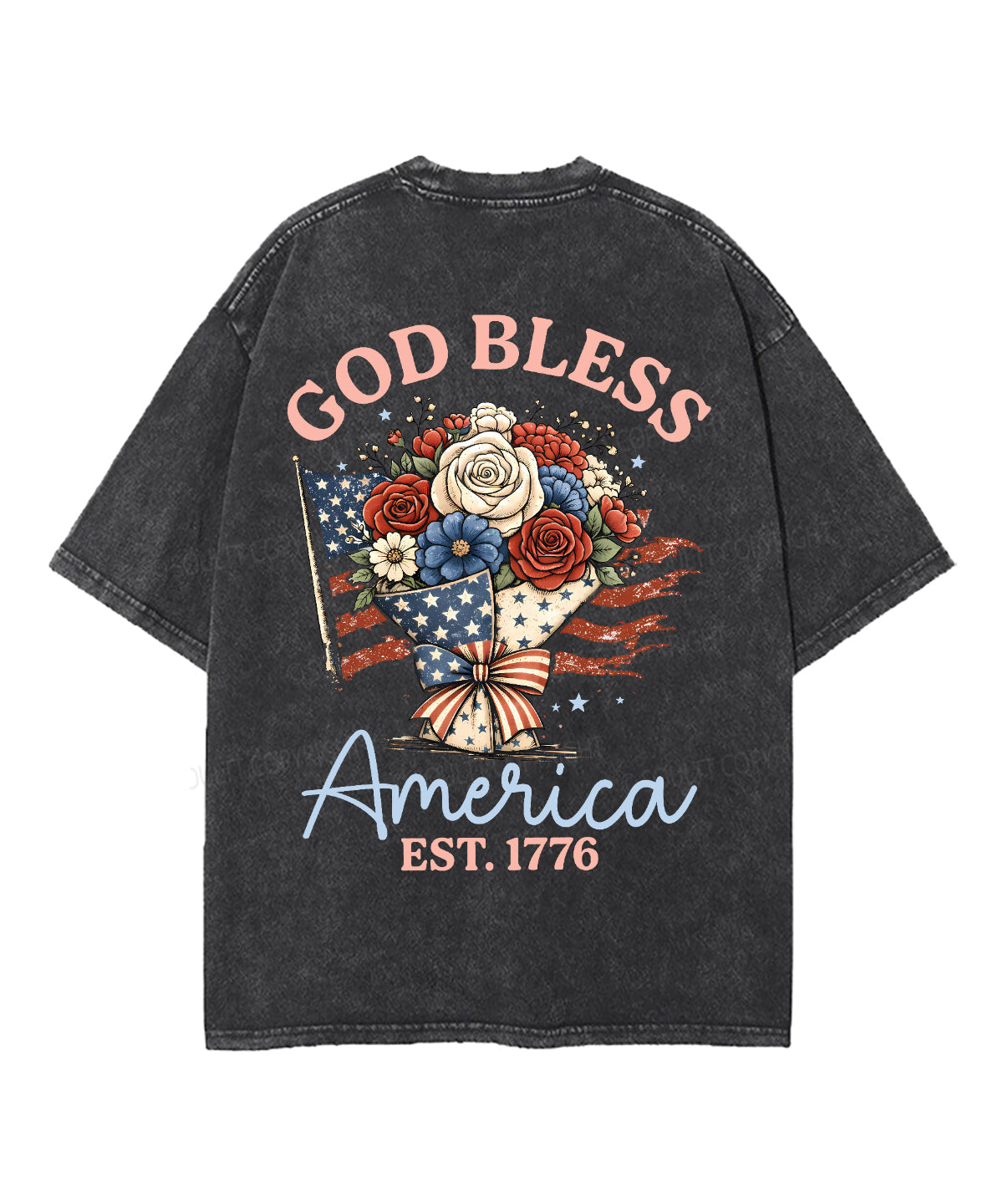 God Bless America Double Sided Unisex Washed Christian T-shirt
