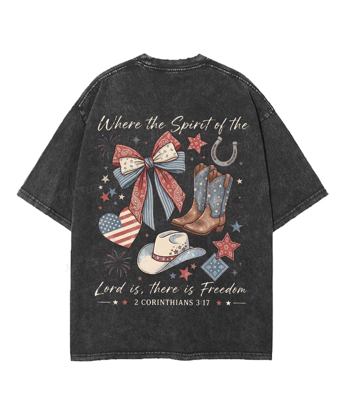 There Is Freedom Double Sided Unisex Washed Christian T-shirt