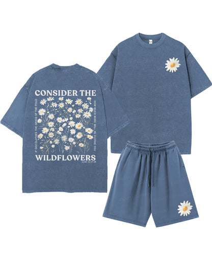 Consider The Wildflowers Double Sided Unisex Christian Washed T-Shirt & Shorts