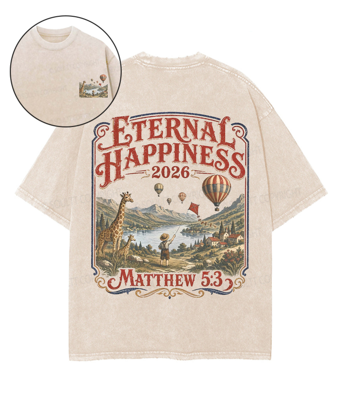 Eternal Happiness Double Sided Unisex Washed Christian T-shirt
