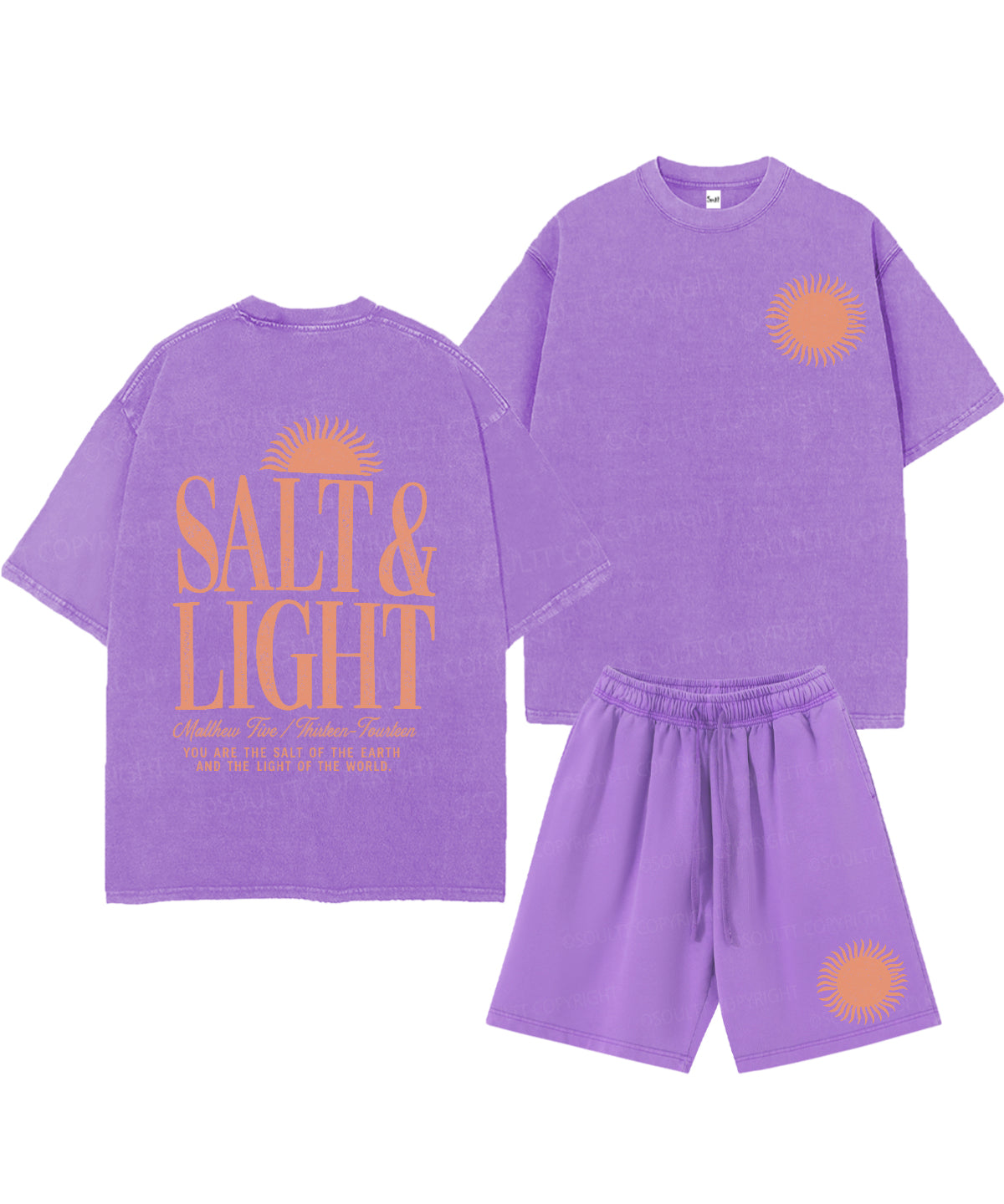 Salt & Light Double Sided Unisex Christian Washed T-Shirt & Shorts