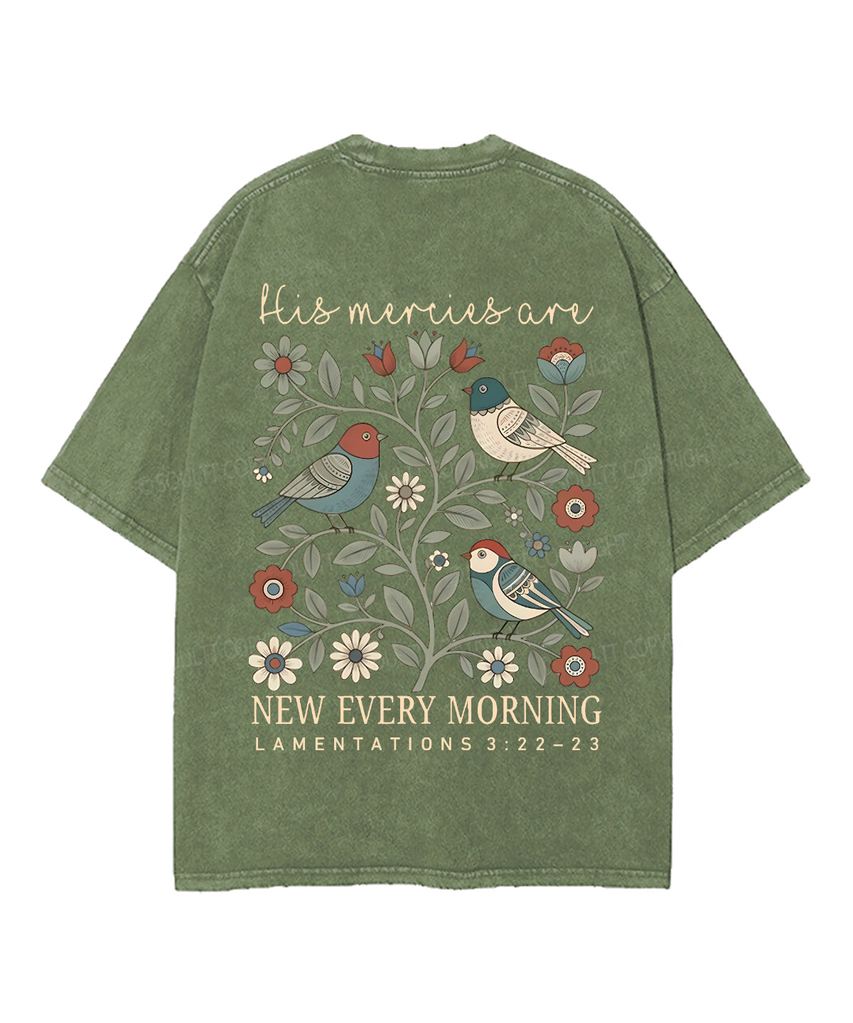 His Mercies Are New Every Morning Double SidedUnisex Washed Christian T-shirt