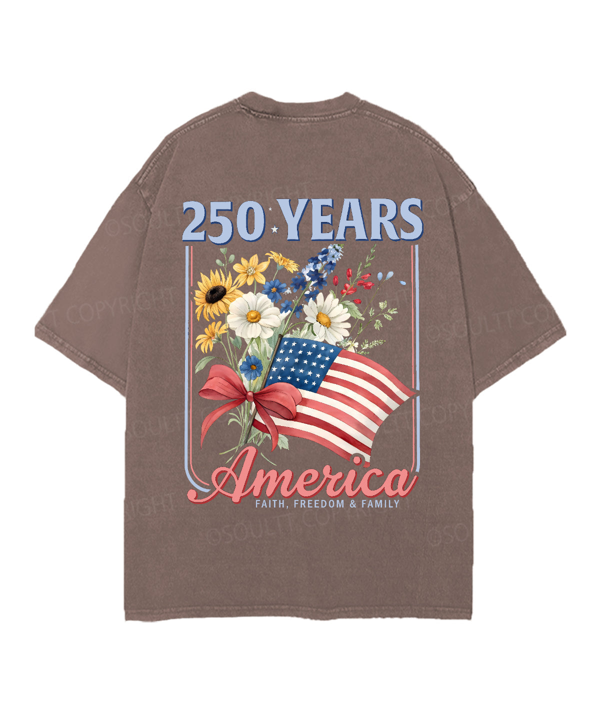 250 Years America Anniversary Double Sided Unisex Christian Washed T-Shirt & Shorts