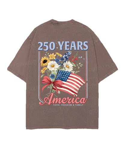 250 Years America Anniversary Double Sided Unisex Christian Washed T-Shirt & Shorts