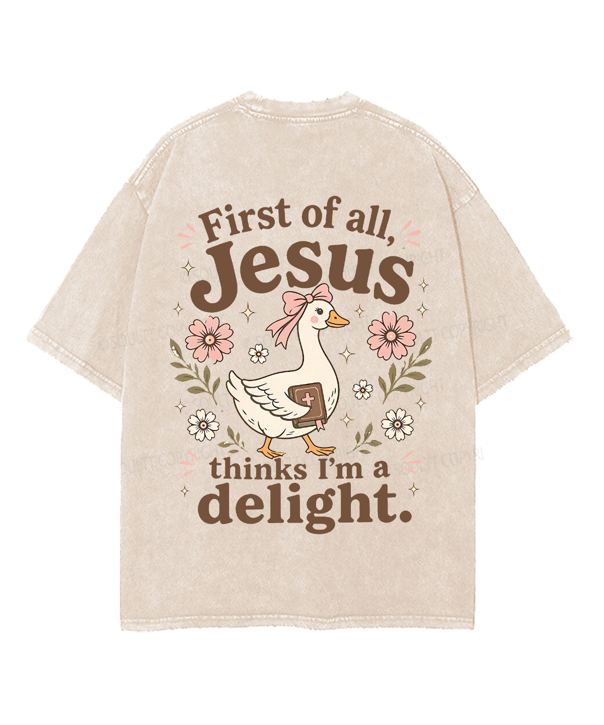 First Of All , Jesus Thinks I'm A Delight Double Sided Unisex Washed Christian T-shirt