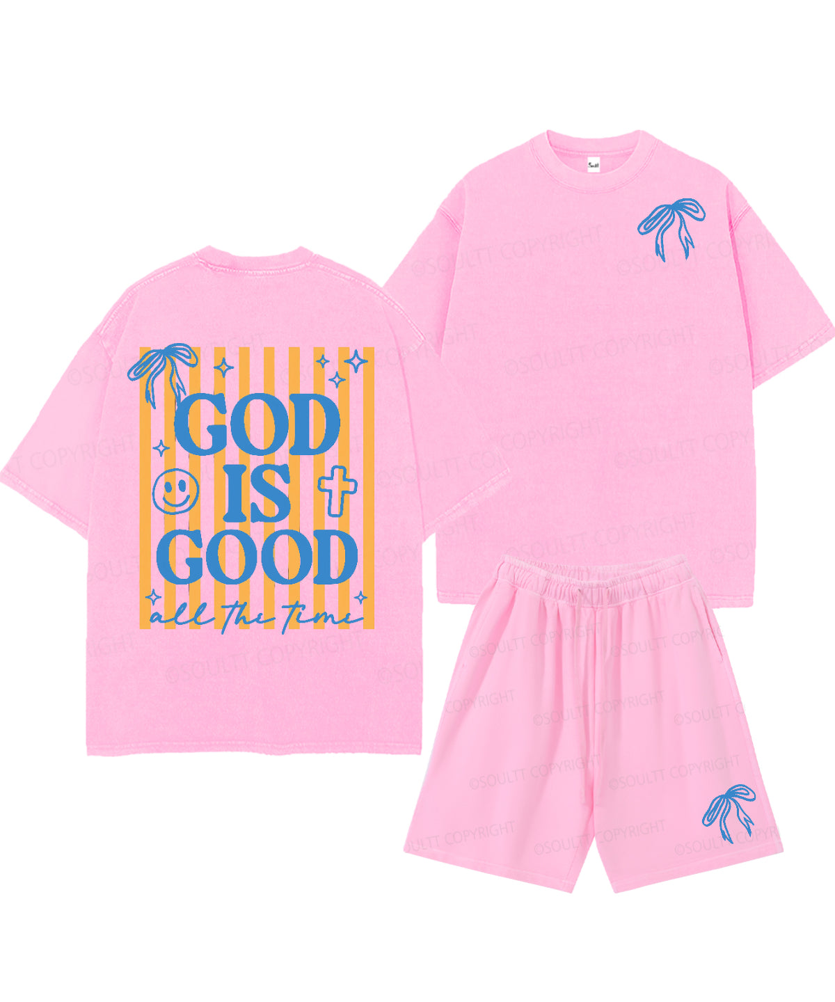 God Is Good All The Time Double Sided Unisex Christian Washed T-Shirt & Shorts