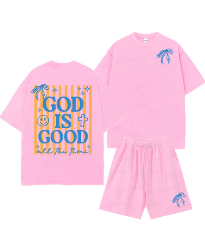 God Is Good All The Time Double Sided Unisex Christian Washed T-Shirt & Shorts