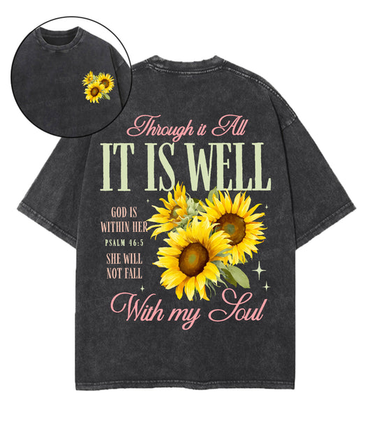 It Is Well With My Soul Double Sided Unisex Washed Christian T-shirt