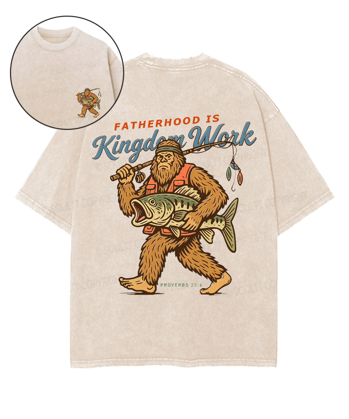 Fatherhood Is Kingdom Work Double Sided Unisex Washed Christian T-shirt