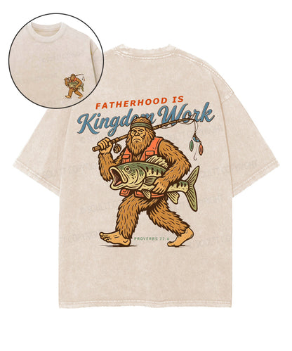 Fatherhood Is Kingdom Work Double Sided Unisex Washed Christian T-shirt