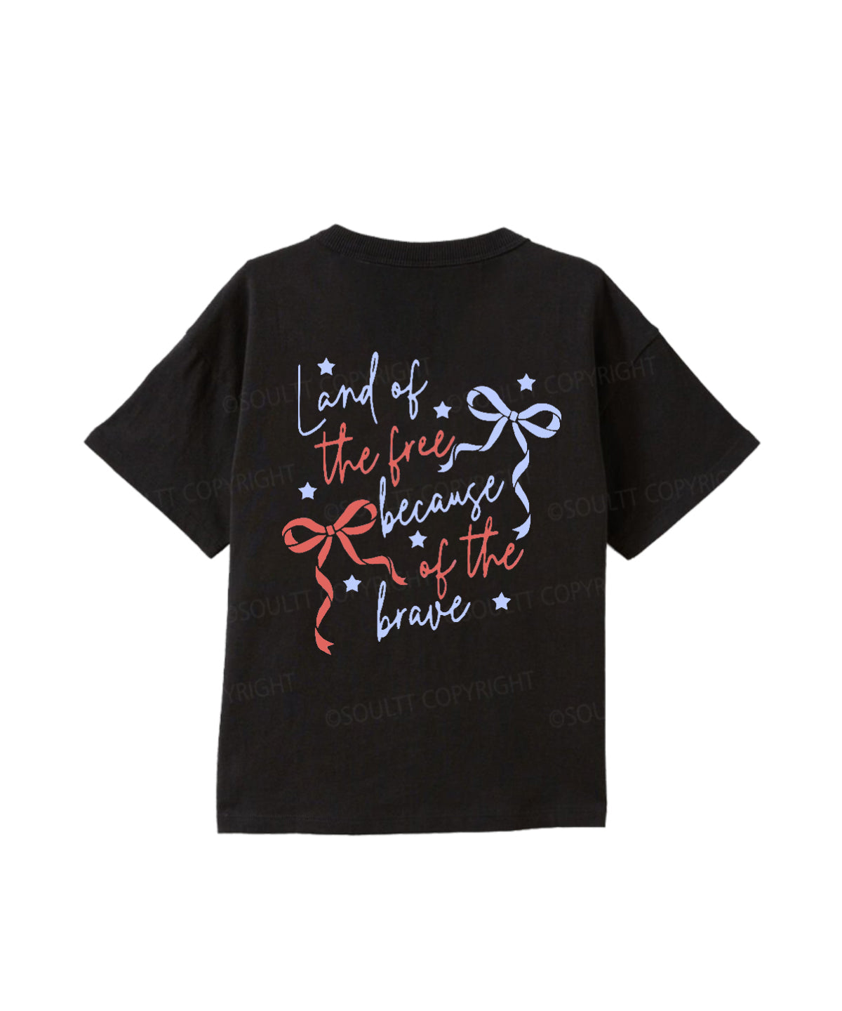 Kids Land Of The Free Because Of The Brave Double Sided Cotton Christian T-shirt
