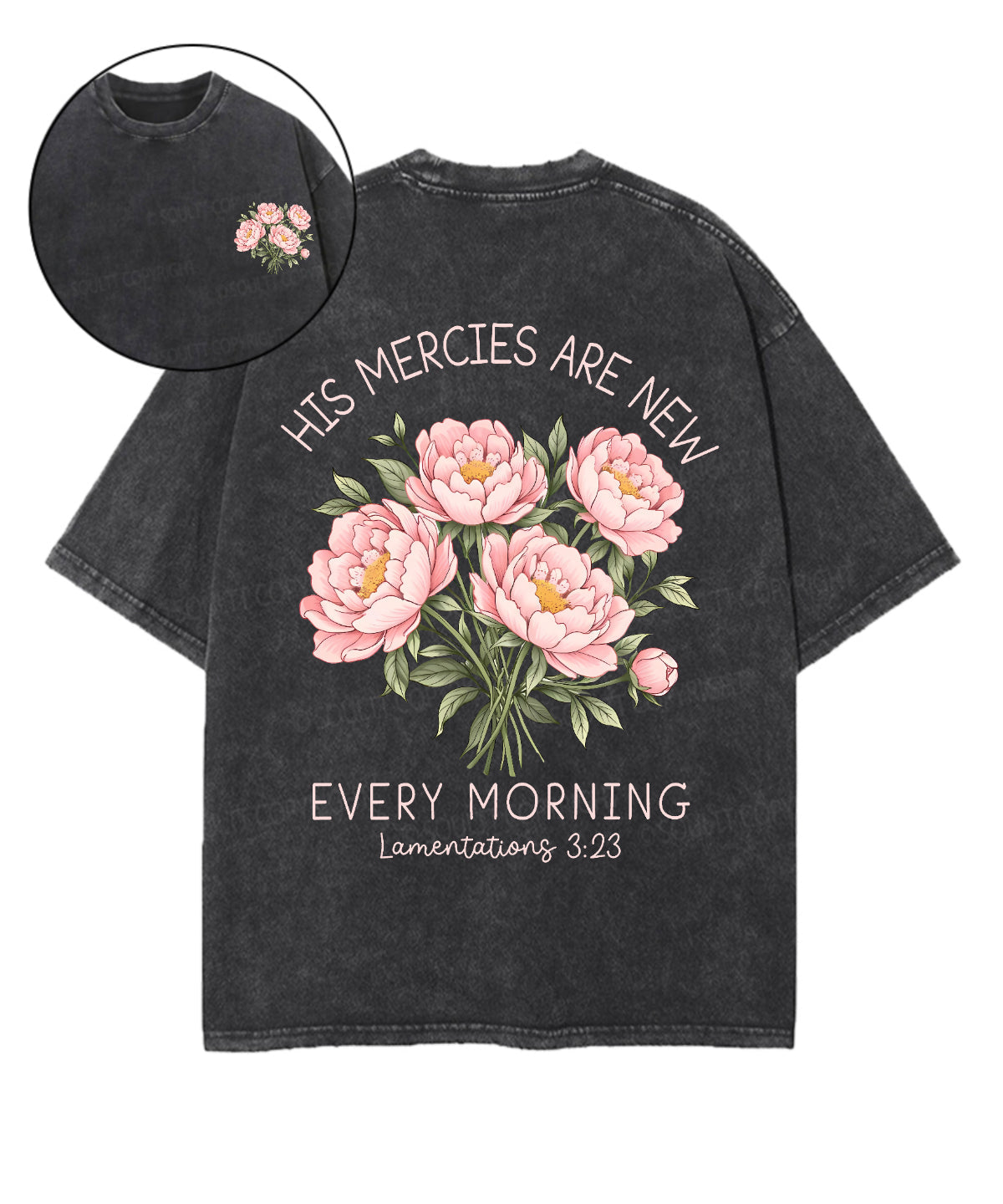His Mercies Are New Every Morning Double Sided Unisex Washed Christian T-shirt