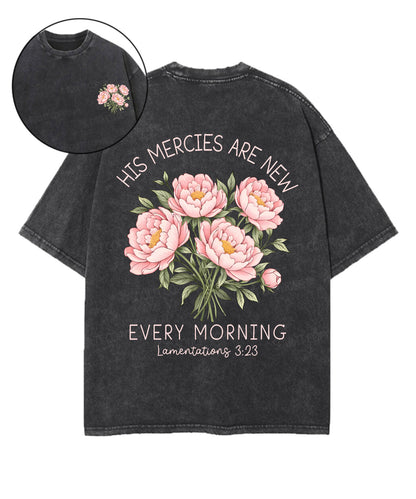 His Mercies Are New Every Morning Double Sided Unisex Washed Christian T-shirt