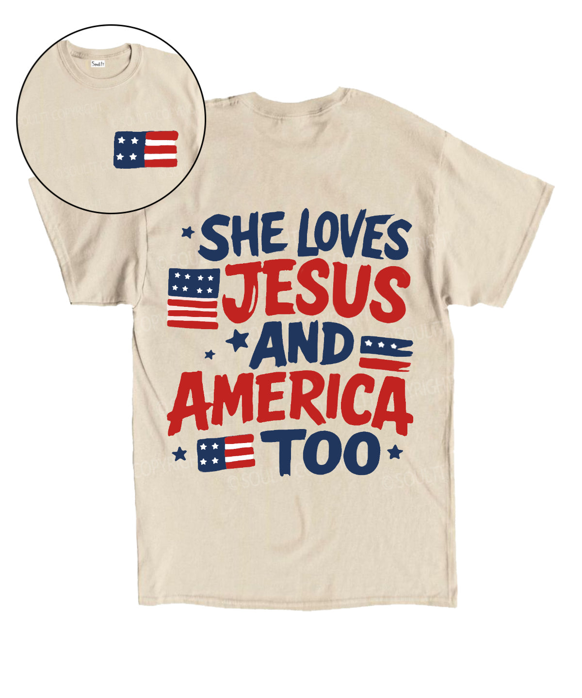 She Loves Jesus And America Too Double Sided Unisex Cotton Christian T-Shirt