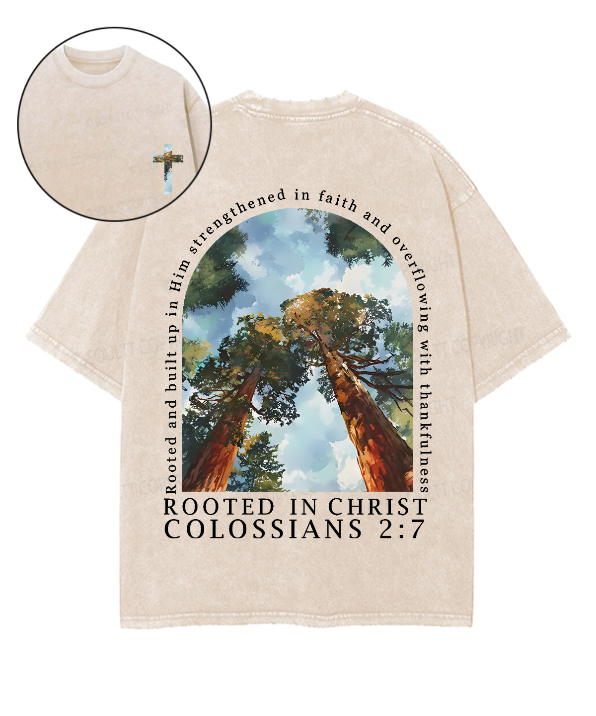 Rooted In Christ Double Sided Unisex Washed Christian T-shirt