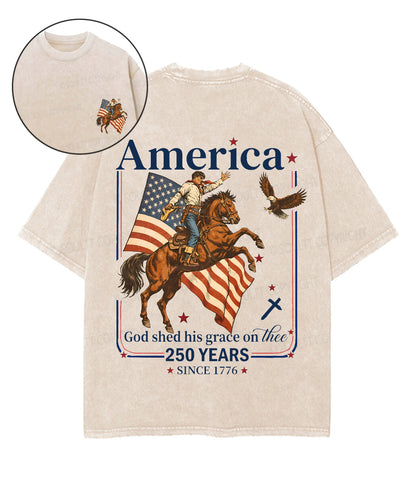 250 Years America Anniversary Double Sided Unisex Washed Christian T-shirt
