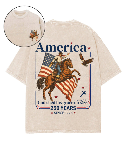 250 Years America Anniversary Double Sided Unisex Washed Christian T-shirt