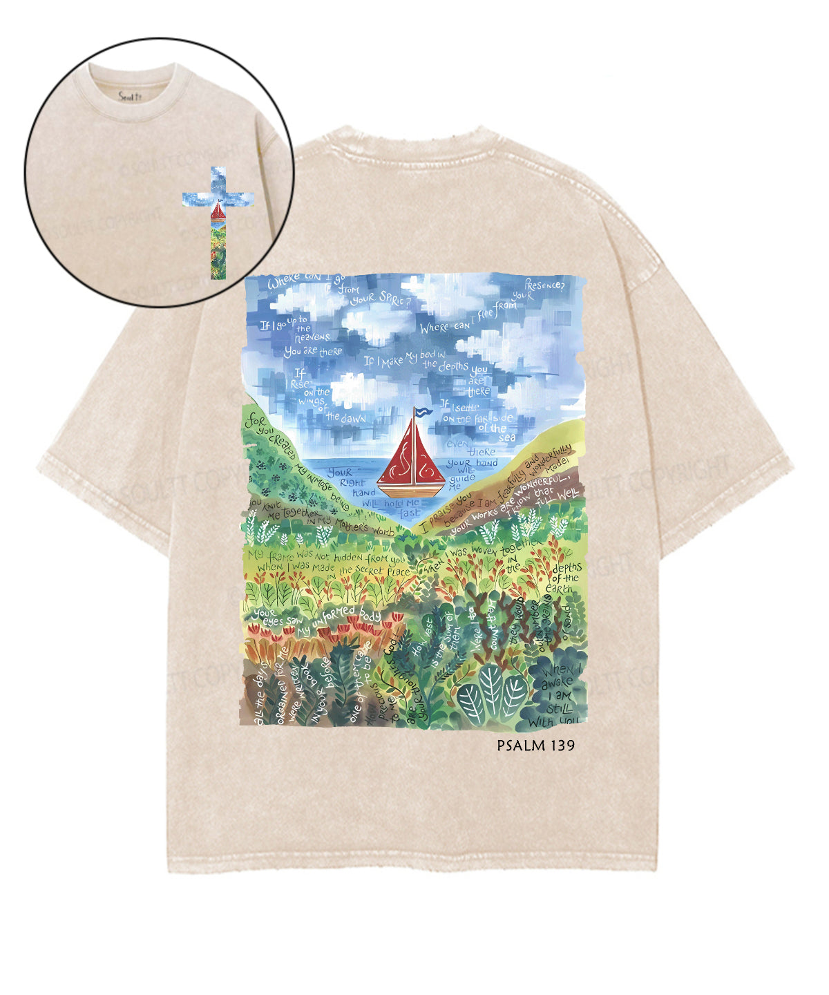 Fearfully And Wonderfully Made Double Sided Unisex Washed Christian T-shirt