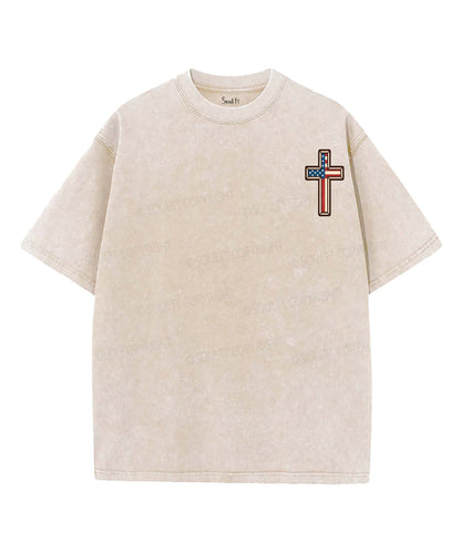 Hooked On Jesus Double Sided Unisex Washed Christian T-shirt
