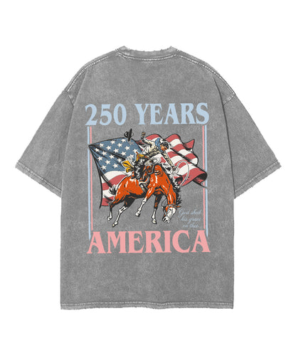 250 Years America Anniversary Double Sided Unisex Washed Christian T-shirt