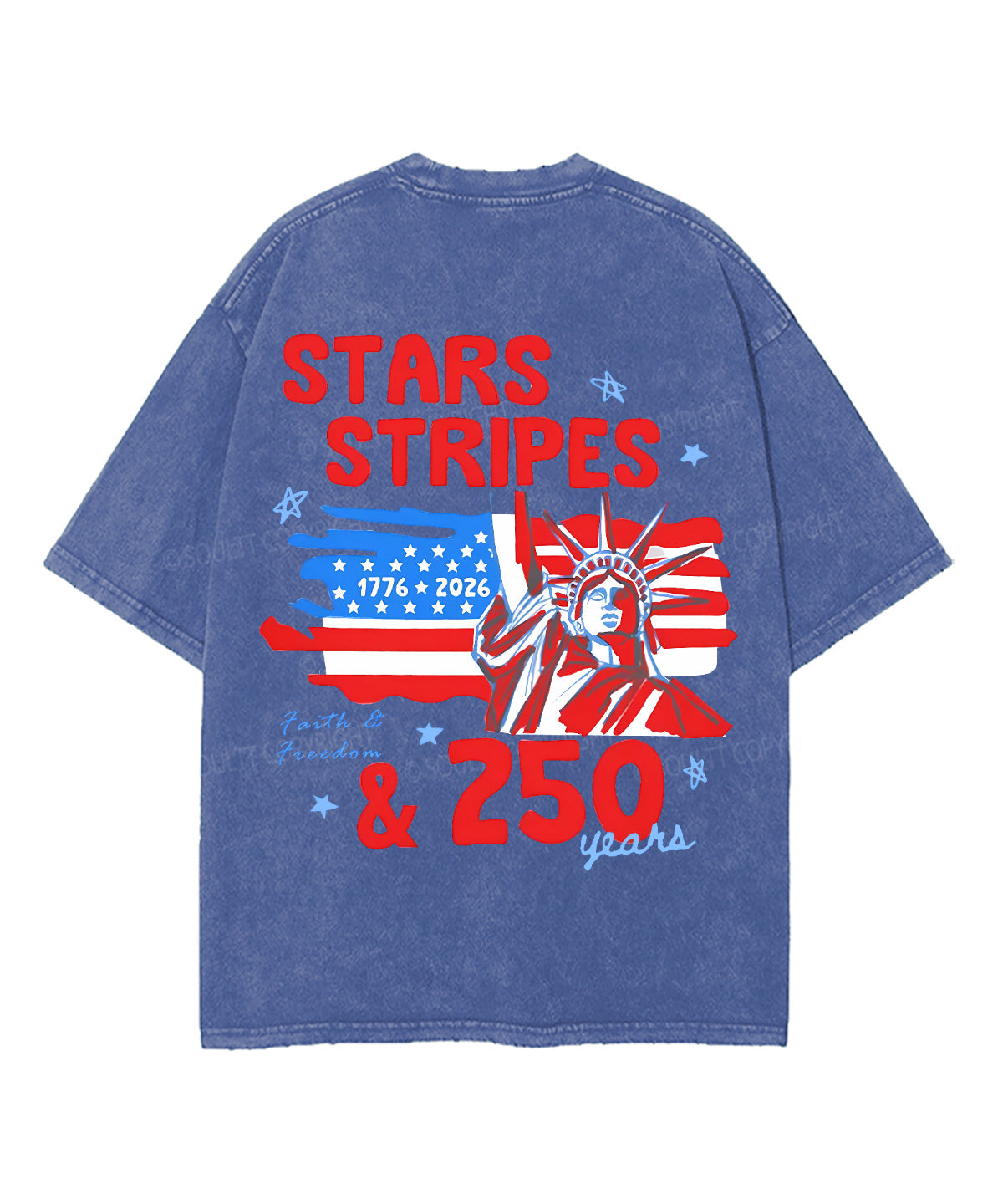 250 Years America Anniversary Double Sided Unisex Washed Christian T-shirt