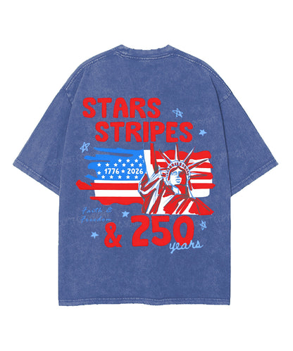 250 Years America Anniversary Double Sided Unisex Washed Christian T-shirt