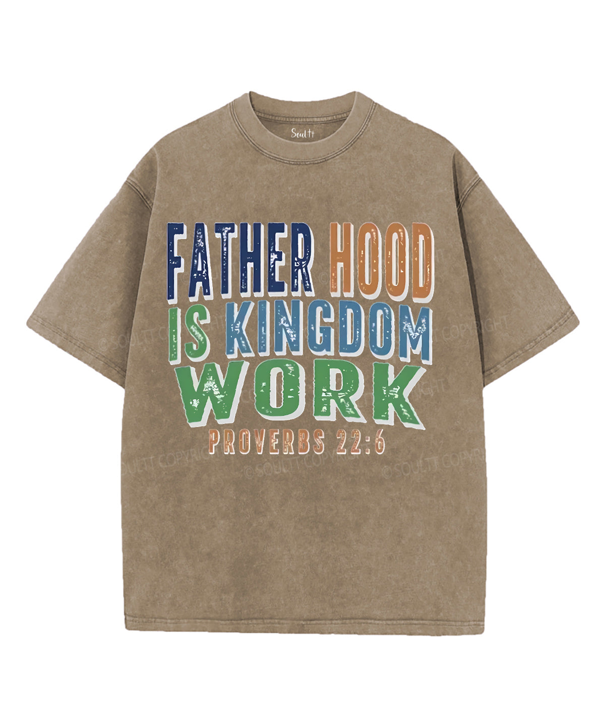 Fatherhood Is Kingdom Work Unisex Washed Christian T-shirt