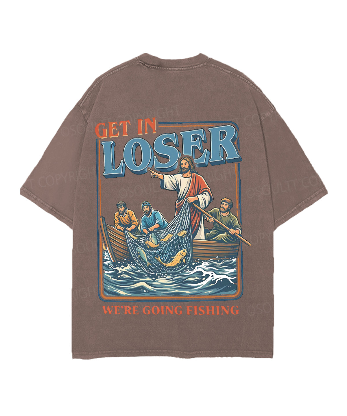 We're Going Fishing Double Sided Unisex Christian Washed T-Shirt & Shorts