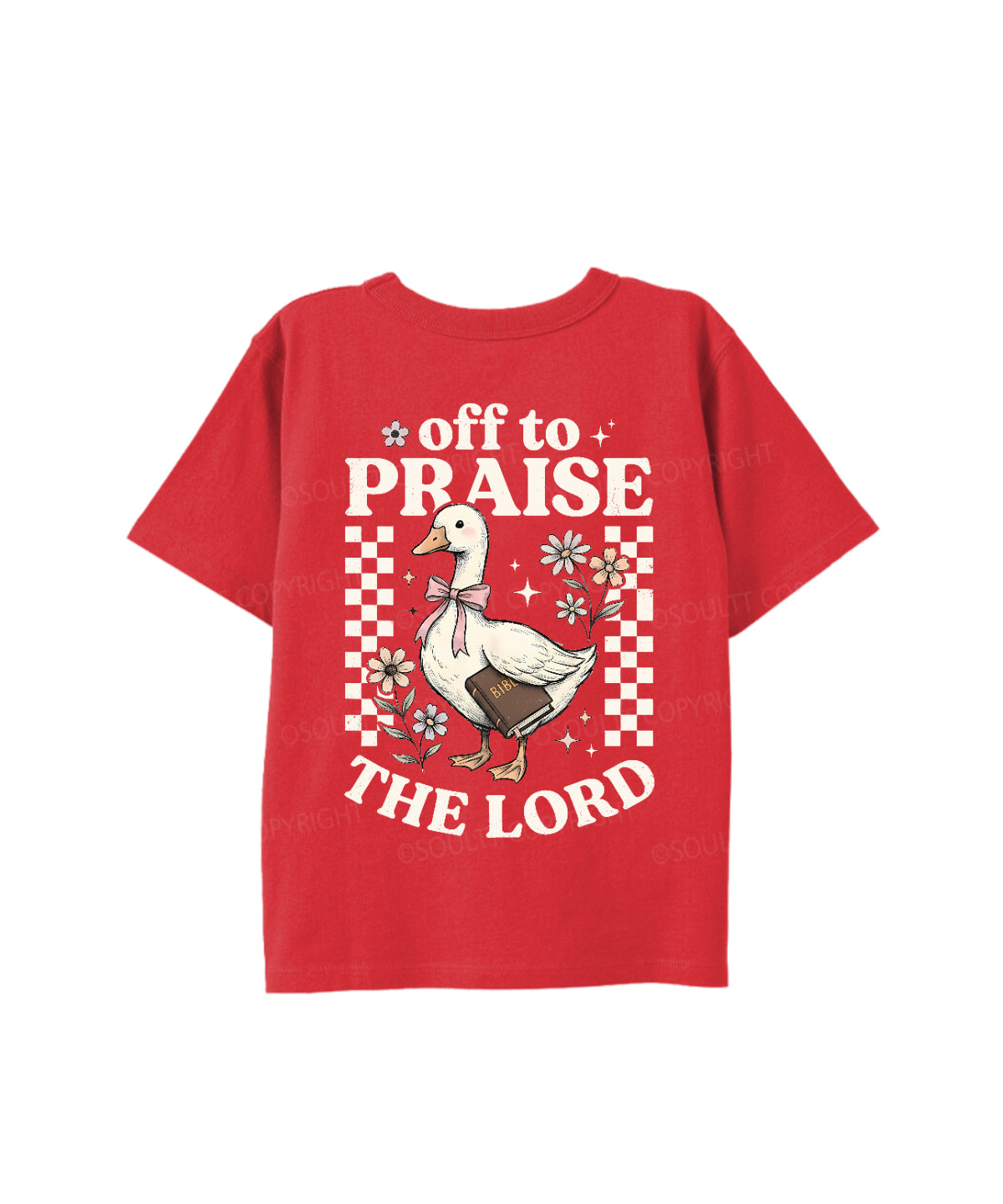 Kids Off To Praise The Lord Double Sided Cotton Christian T-shirt