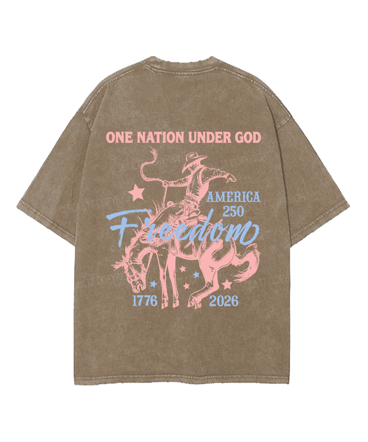 One Nation Under God Double Sided Unisex Washed Christian T-shirt