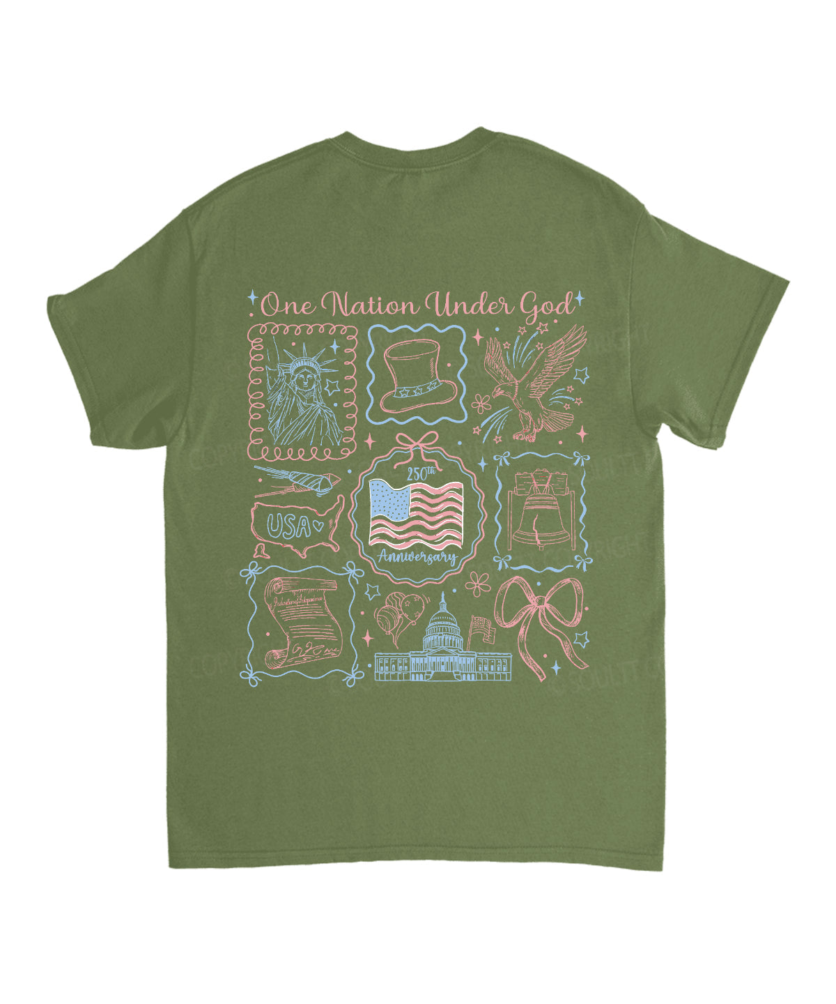 One Nation Under God Double Sided Unisex Cotton Christian T-Shirt