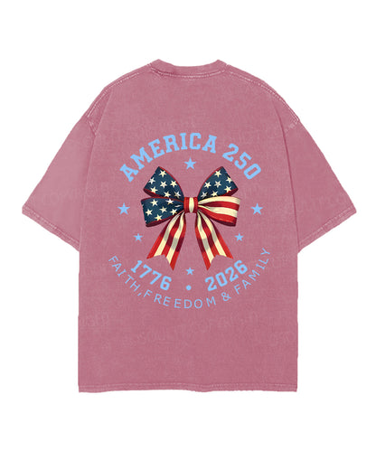 250 Years America Anniversary Double Sided Unisex Christian Washed T-Shirt & Shorts