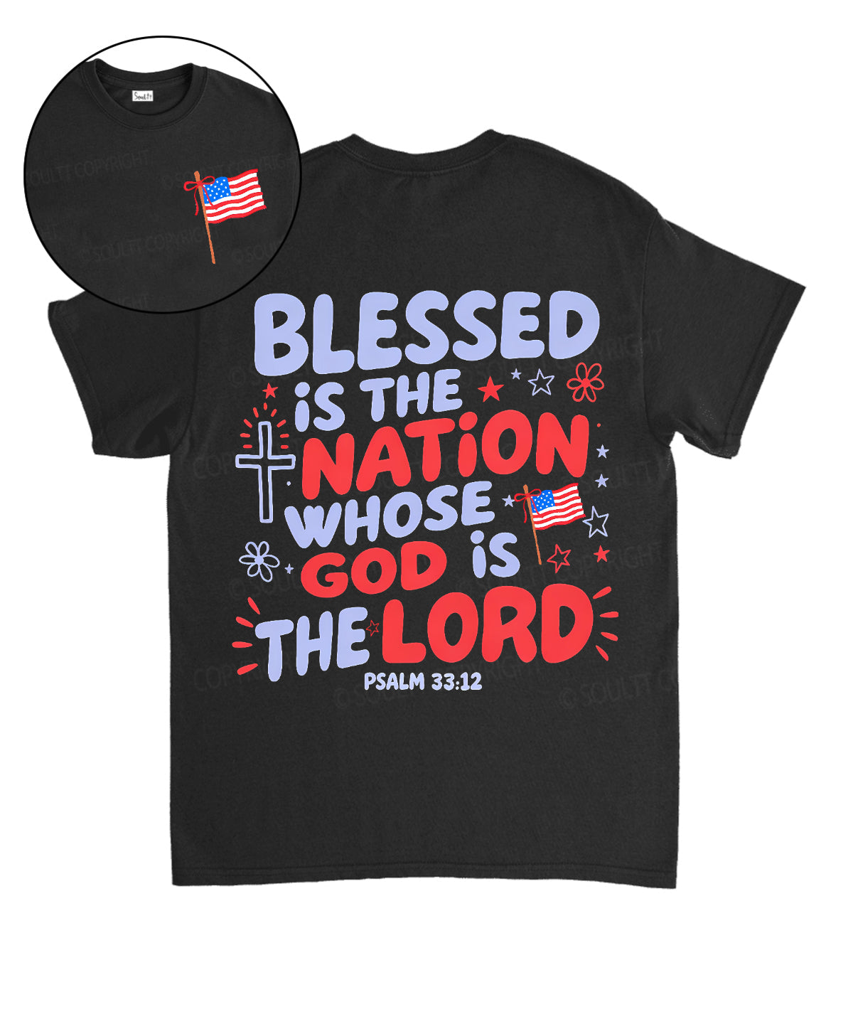 Blessed Is The Nation Whose God Is The Lord Double Sided Unisex Cotton Christian T-Shirt