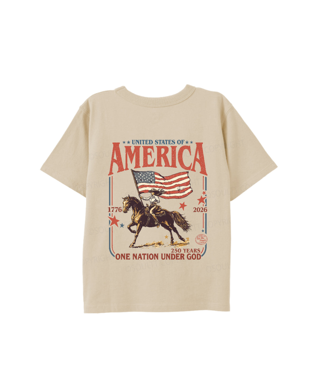 Kids One Nation Under God Double Sided Cotton Christian T-shirt