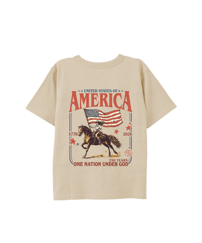 Kids One Nation Under God Double Sided Cotton Christian T-shirt