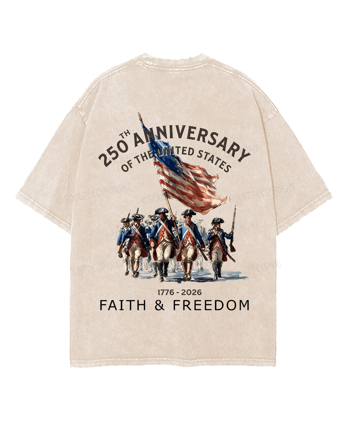 250 Years America Anniversary Double Sided Unisex Washed Christian T-shirt