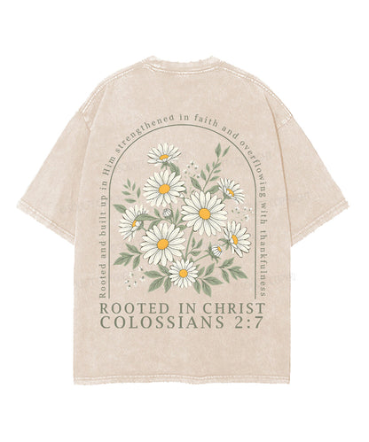 Rooted In Christ Double Sided Unisex Washed Christian T-shirt