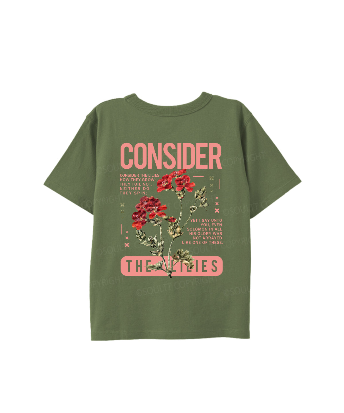 Kids Consider The Lilies Double Sided Cotton Christian T-shirt